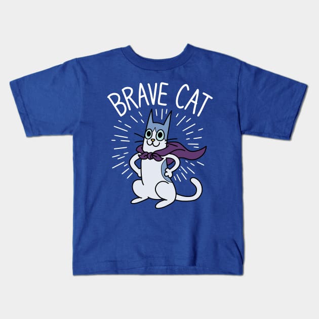 Brave Cat Kids T-Shirt by spacecoyote